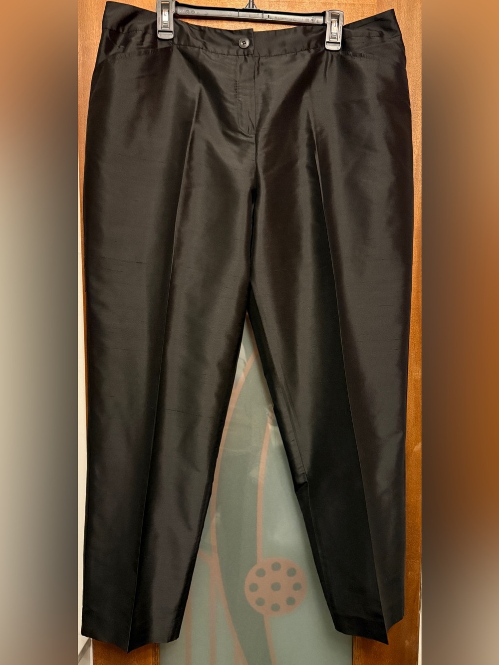 Talbots Women Plus Black Lined 100% Pure Silk Capri Dress Pant Slacks NWOT-18